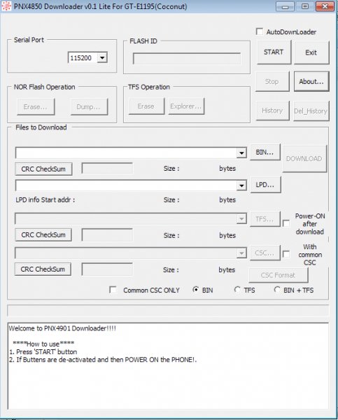 PNX4850 Downloader v0. 1 Lite For GT-E1195
