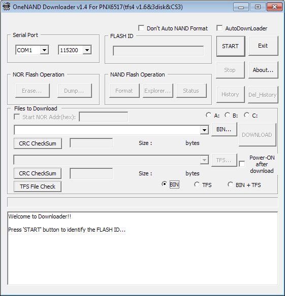 OneNAND Downloader v1. 4 For PNX6517(tfs4 v1. 63