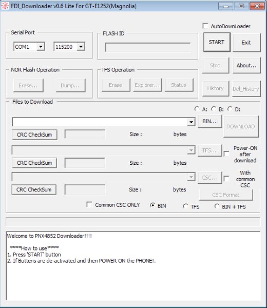 FDI Downloader v0. 6 Lite For GT-E1252(Magnolia)