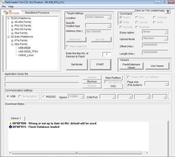 Flash Loader v7. 5. 4 CSC v0. 2 Product - Dll USB