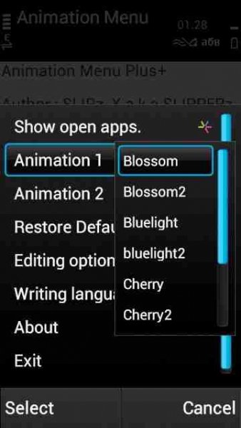 Animation menu plus