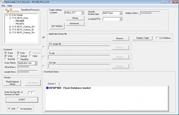Flash loader v7. 4. 7 SSG v0. 1 - Dll USB RTG 2. 5