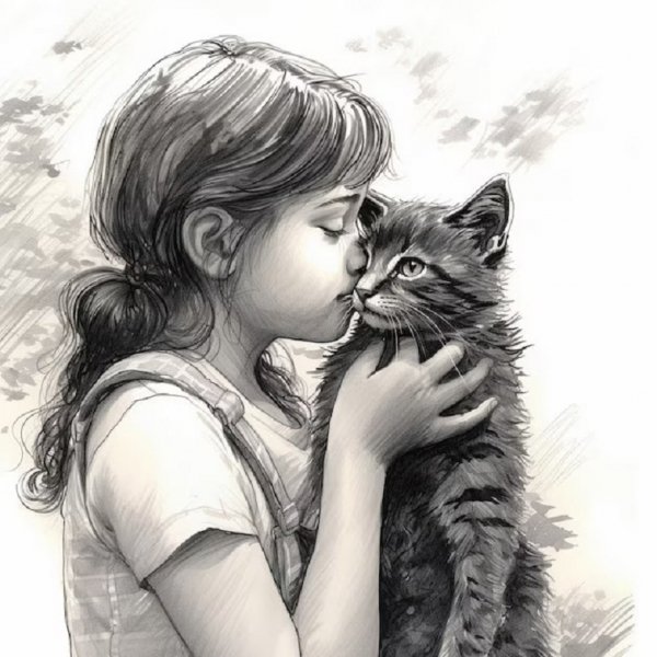 Девочка и кот
