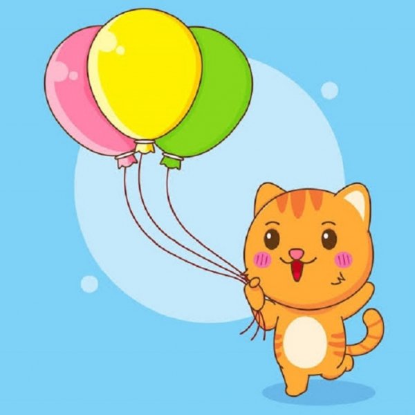 Кошка и воздушные шары