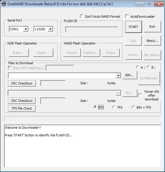 OneNAND Downloader Beta(v0. 5) Lite For two dis