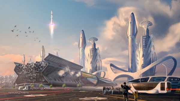 Обои Уход с орбиты Земли Terraformers - Earth Departure 4К