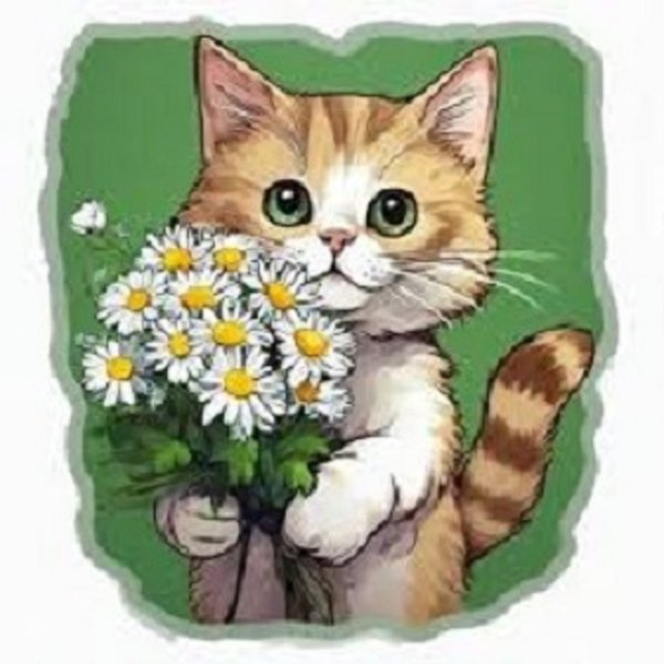 Кот и ромашки (8)