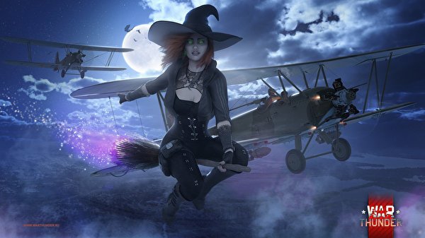 War Thunder Airplane Witch Halloween Hat Night
