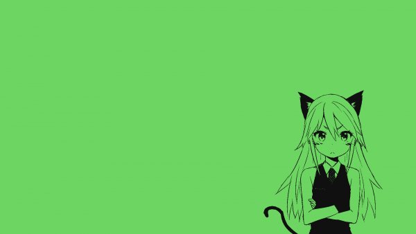 The girl cat anime green