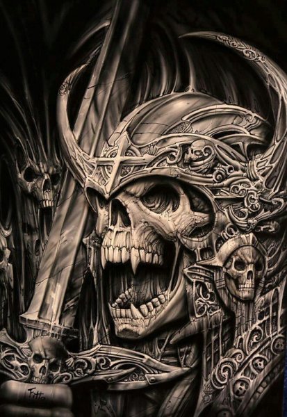 Fantasy Scull Viking Tattoo