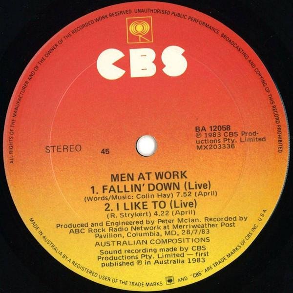 Men At Work - Fallin&amp;apos; Down (Live Non LP B-Side)