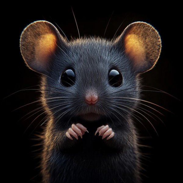 Rat with black nose eyes that is black has brown nose 983012