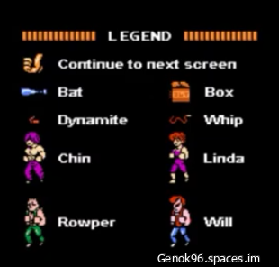 Double Dragon NES. Weapons &amp; Enemy Characters