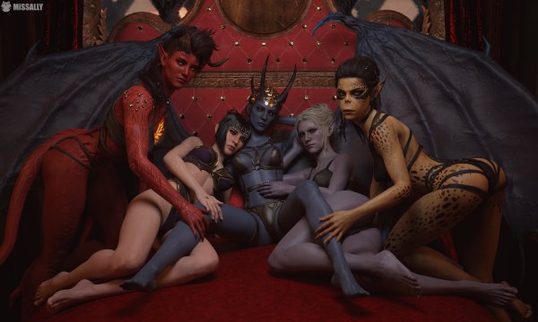 Karlach, Shadowheart, Mizora, Minthara and lae'zel