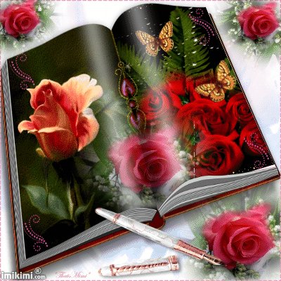 Анимированная открытка книга с цветами