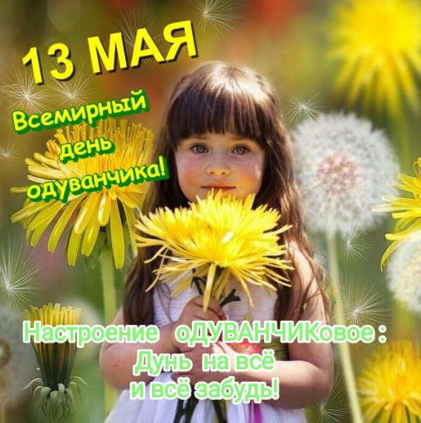 Открытка 13май день одуванчиков настроение