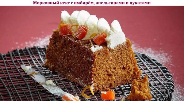 Морковный кекс с имбирём, апельсинами и цукатами