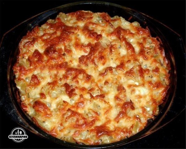 ЗАПЕКАНКА ИЗ МАКАРОН С КУРИЦЕЙ И ГРИБАМИ