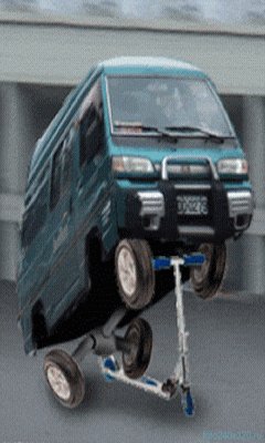 Анимация автобус на самокате 240х400