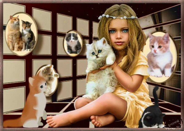 99px ru animacii 15813 goluboglazaja devochka sidit s beloj k