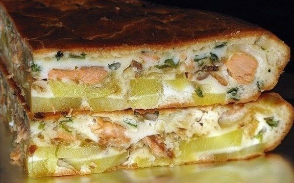 Заливной рыбный пирог
