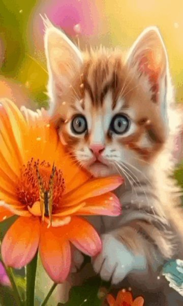 Котёнок и цветок.2