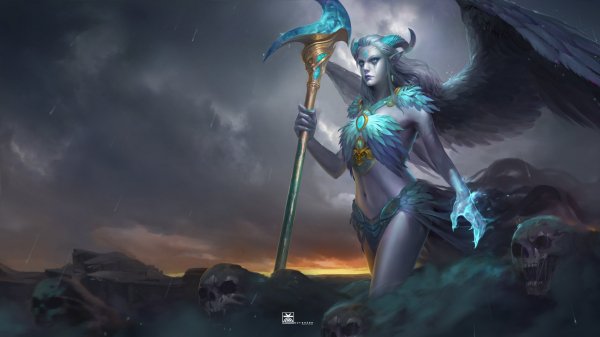 fentazi-art-demonessa-roga-vzgliad-magiia-cherep