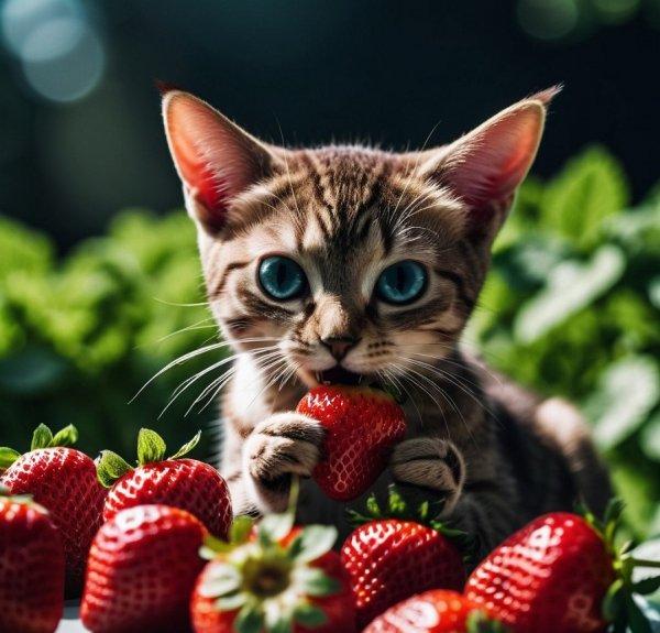 Котёнок и клубника