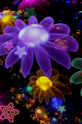 Flores e estrelas - 320x480 Animação - Animação no telemóvel