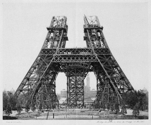 2-летнее строительство Эйфелевой башни наглядно18871889 г