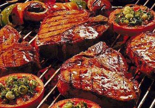 мясо с овощами на гриле
