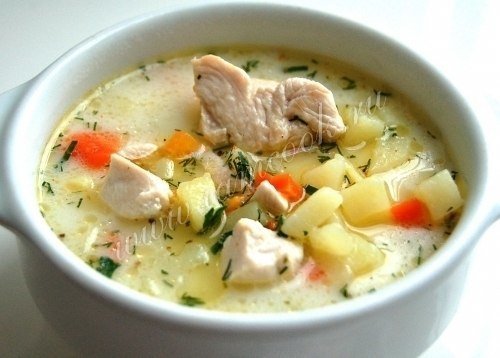 Сырный суп с курицей
