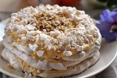 ореховый торт-безе с заварным кремом