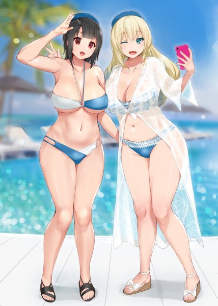 atago and takao kantai collection drawn by kusaka souji b6