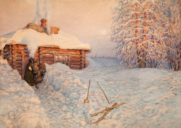 Баня зимой