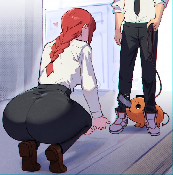 Makima denji and pochita chainsaw man drawn by jamesrt