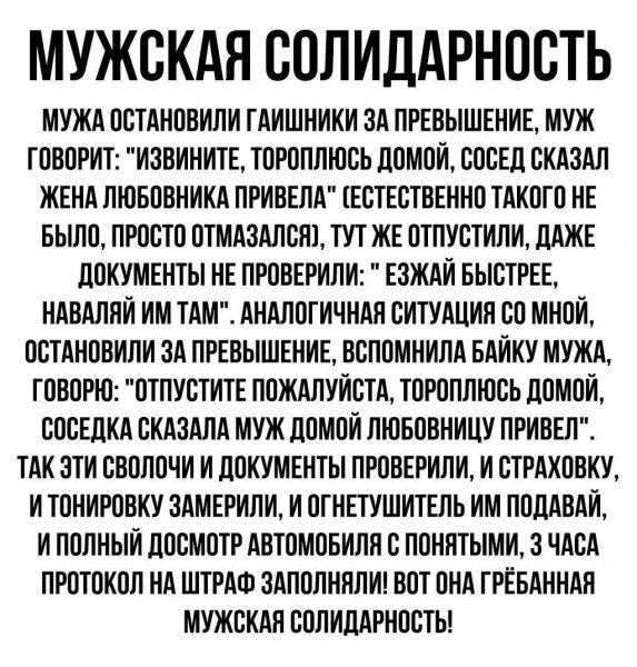 МУЖСКАЯ СОЛИДАРНОСТЬ